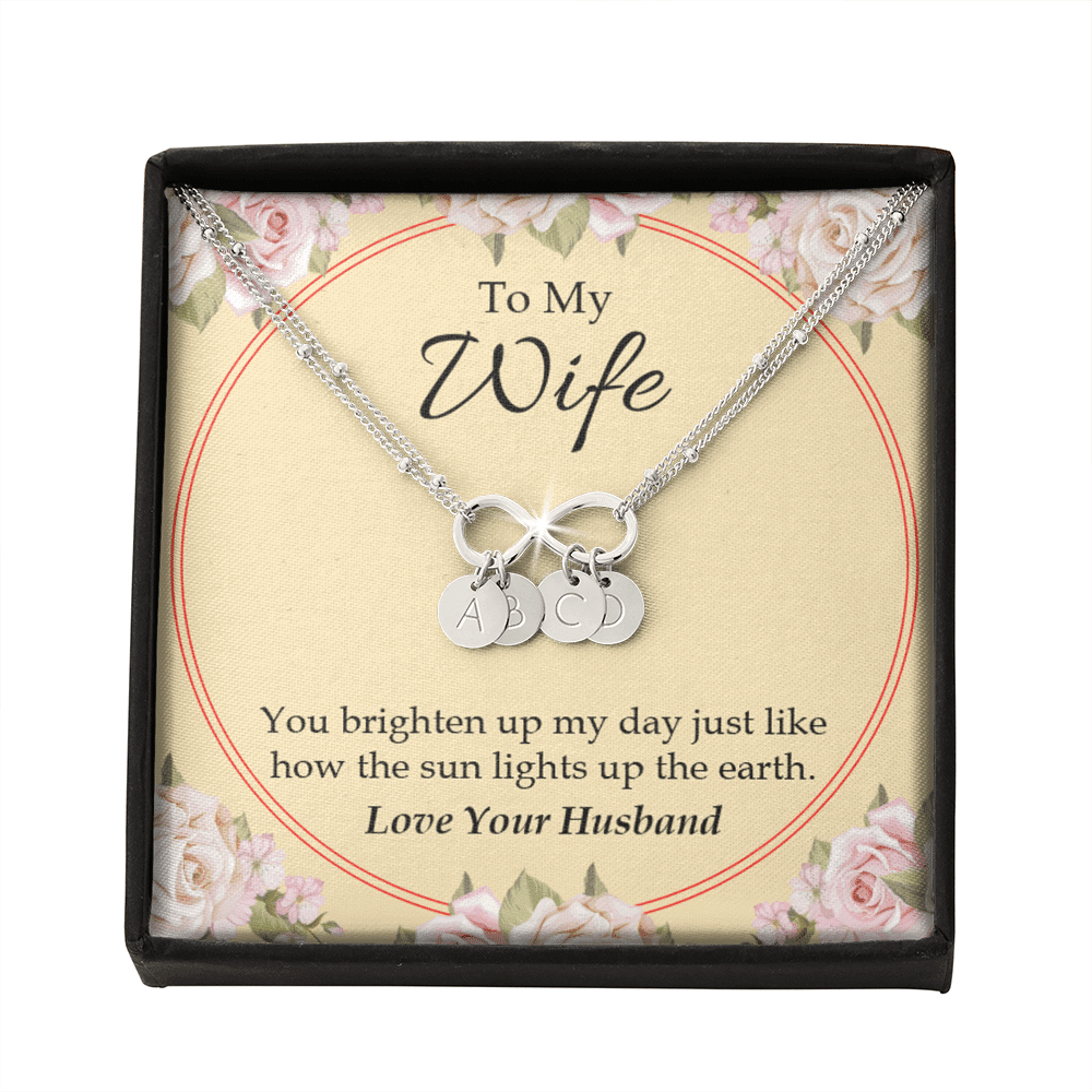 To My Wife You Brighten Up My Day Infinity Bracelet With Initial Charms - Infinity Bracelet
