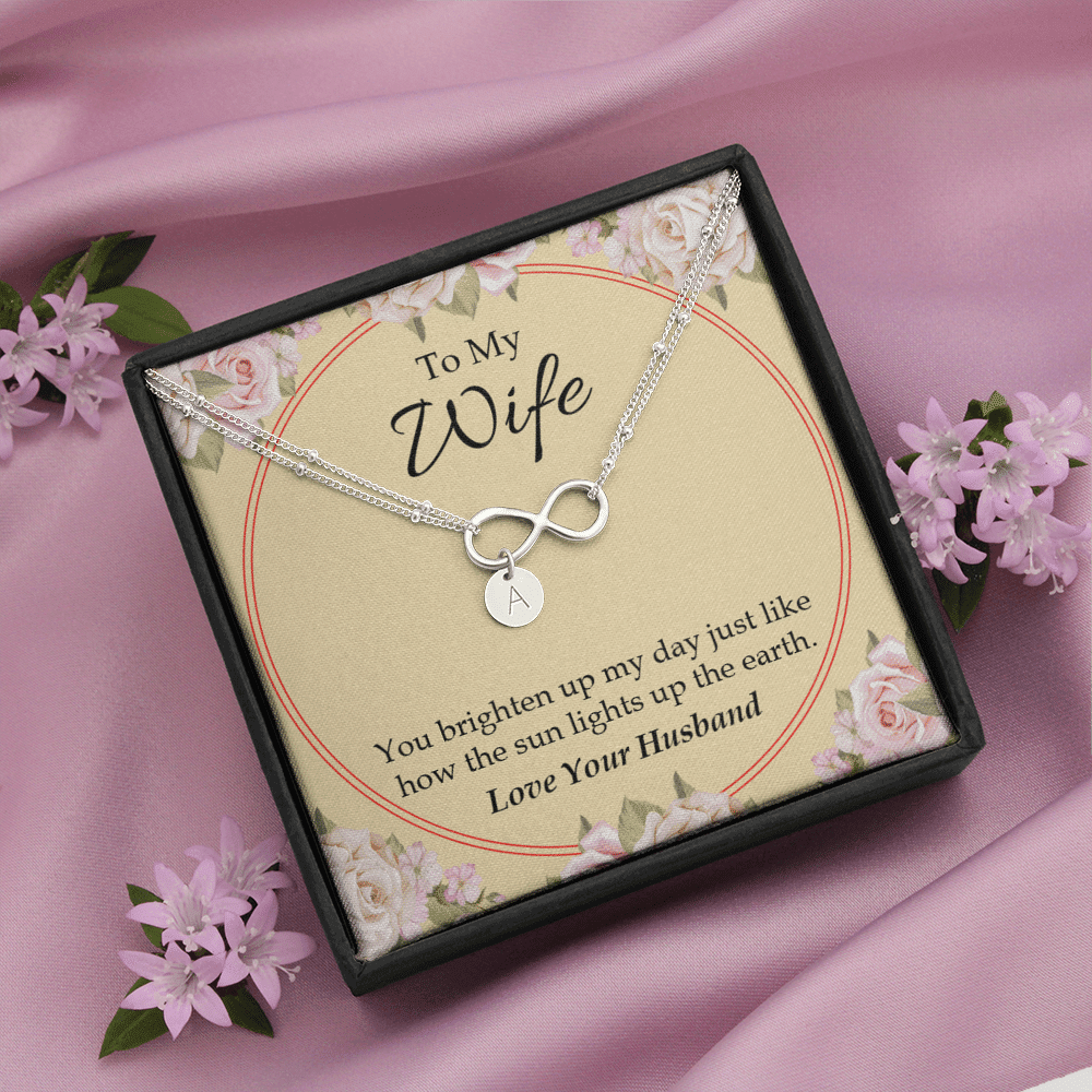 To My Wife You Brighten Up My Day Infinity Bracelet With Initial Charms - Infinity Bracelet