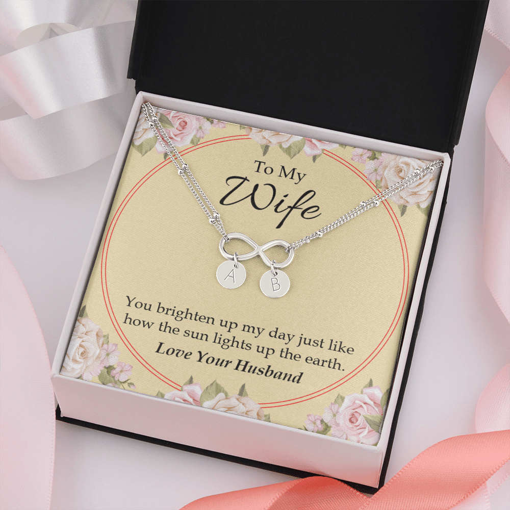 To My Wife You Brighten Up My Day Infinity Bracelet With Initial Charms - Infinity Bracelet