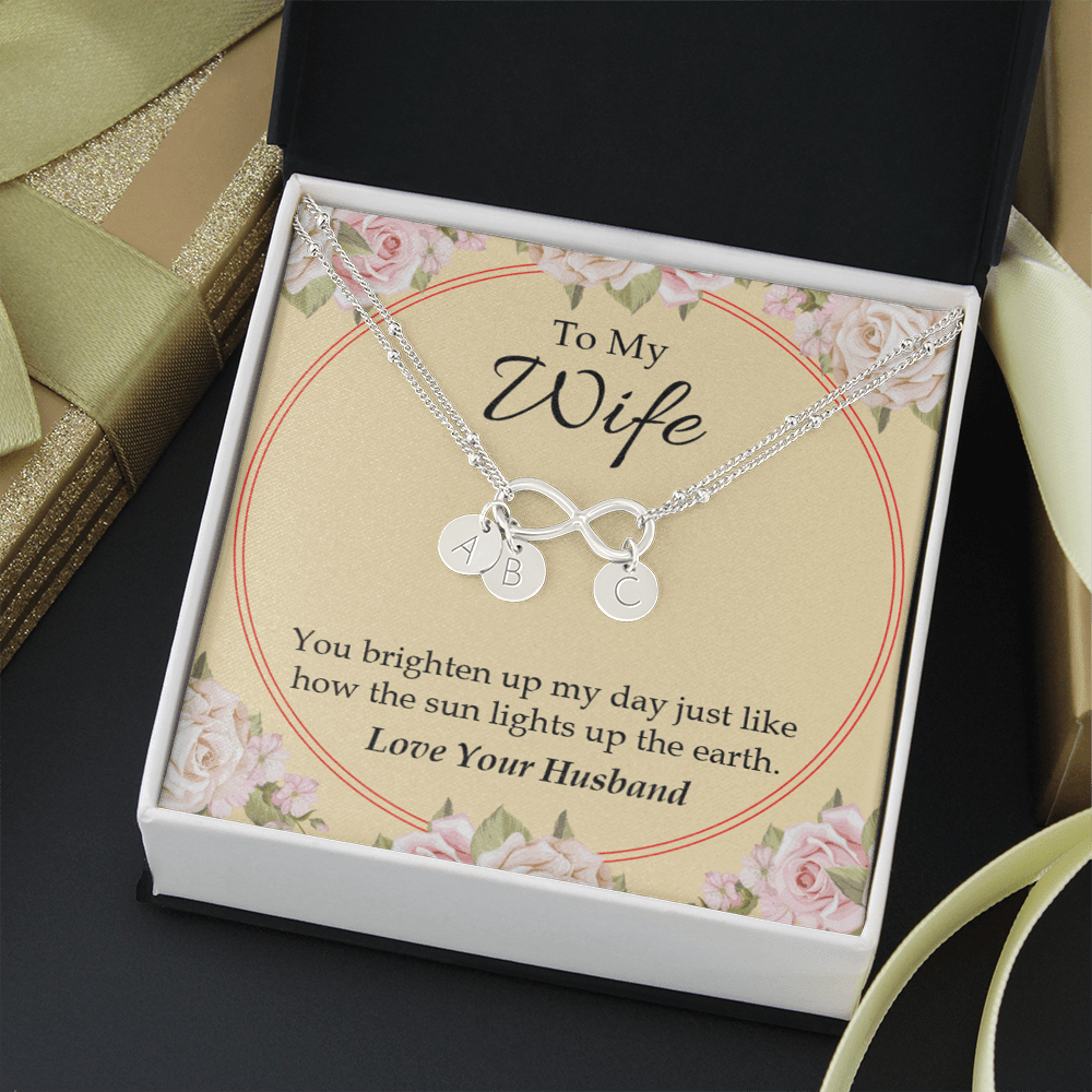 To My Wife You Brighten Up My Day Infinity Bracelet With Initial Charms - Infinity Bracelet