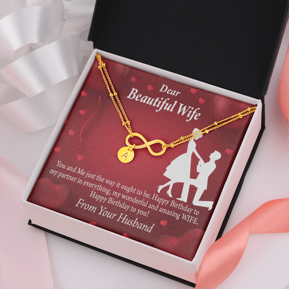 To My Wife Happy Birthday Infinity Bracelet With Initial Charms - Infinity Bracelet