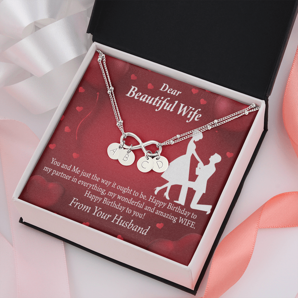 To My Wife Happy Birthday Infinity Bracelet With Initial Charms - Infinity Bracelet