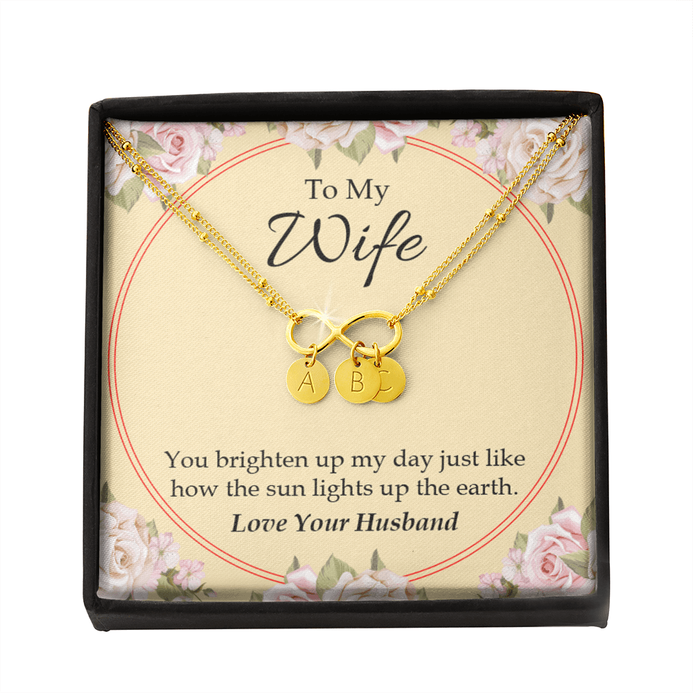 To My Wife You Brighten Up My Day Infinity Bracelet With Initial Charms - Infinity Bracelet