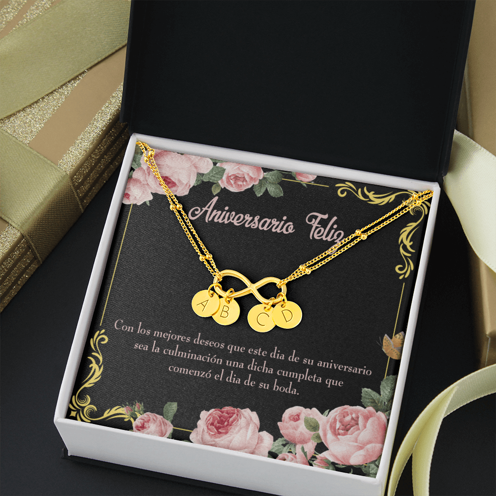 To My Wife Aniversario Feliz Infinity Bracelet With Initial Charms - Infinity Bracelet