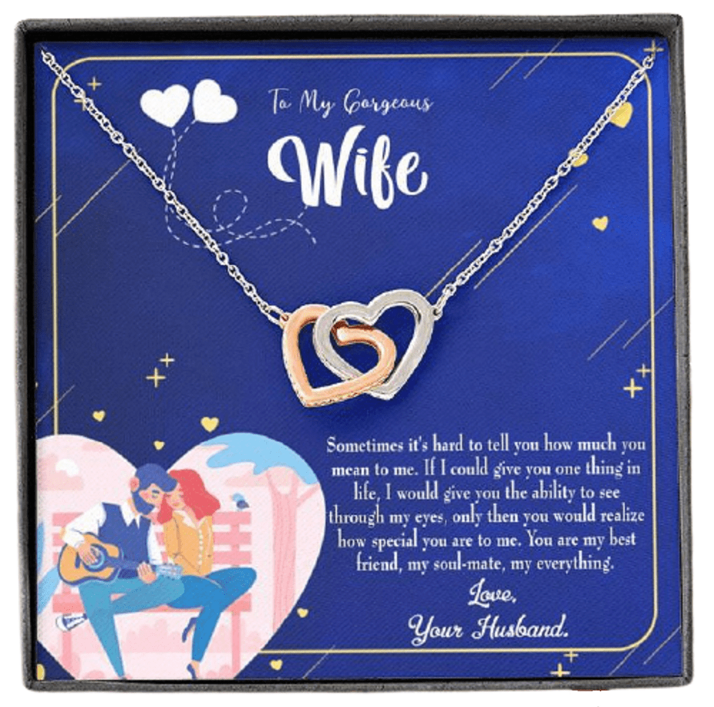 Wife Gift For Wife Birthday My Soulmate My Everything Inseparable Love Pendant 18k Rose Gold Finish 16� - Interlocking Hearts Necklace