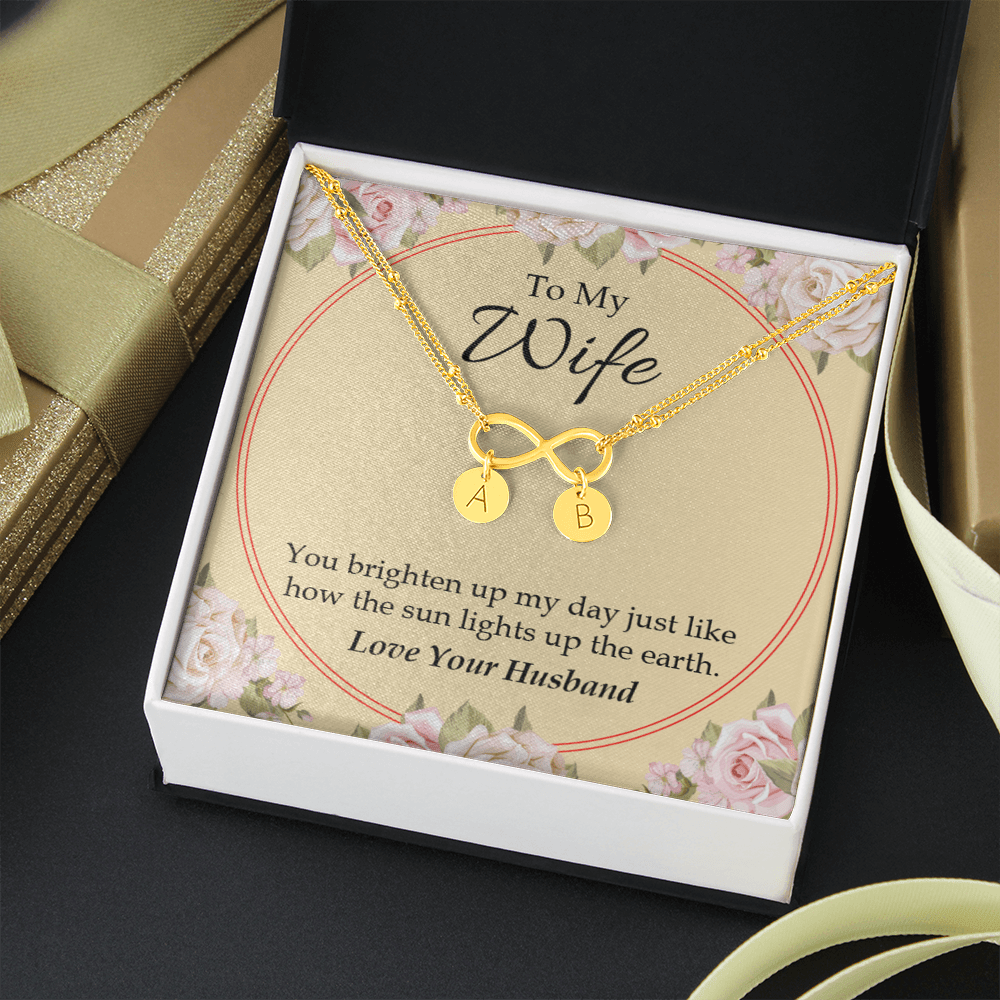 To My Wife You Brighten Up My Day Infinity Bracelet With Initial Charms - Infinity Bracelet