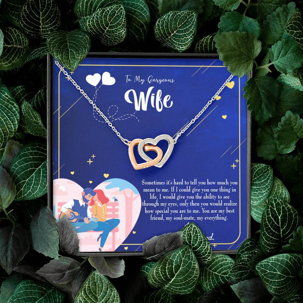 Wife Gift For Wife Birthday My Soulmate My Everything Inseparable Love Pendant 18k Rose Gold Finish 16� - Interlocking Hearts Necklace