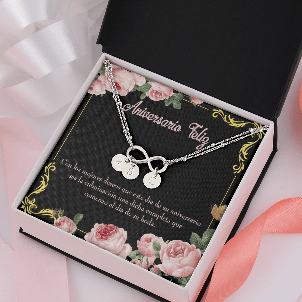 To My Wife Aniversario Feliz Infinity Bracelet With Initial Charms - Infinity Bracelet
