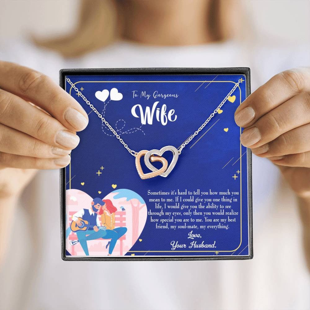 Wife Gift For Wife Birthday My Soulmate My Everything Inseparable Love Pendant 18k Rose Gold Finish 16� - Interlocking Hearts Necklace