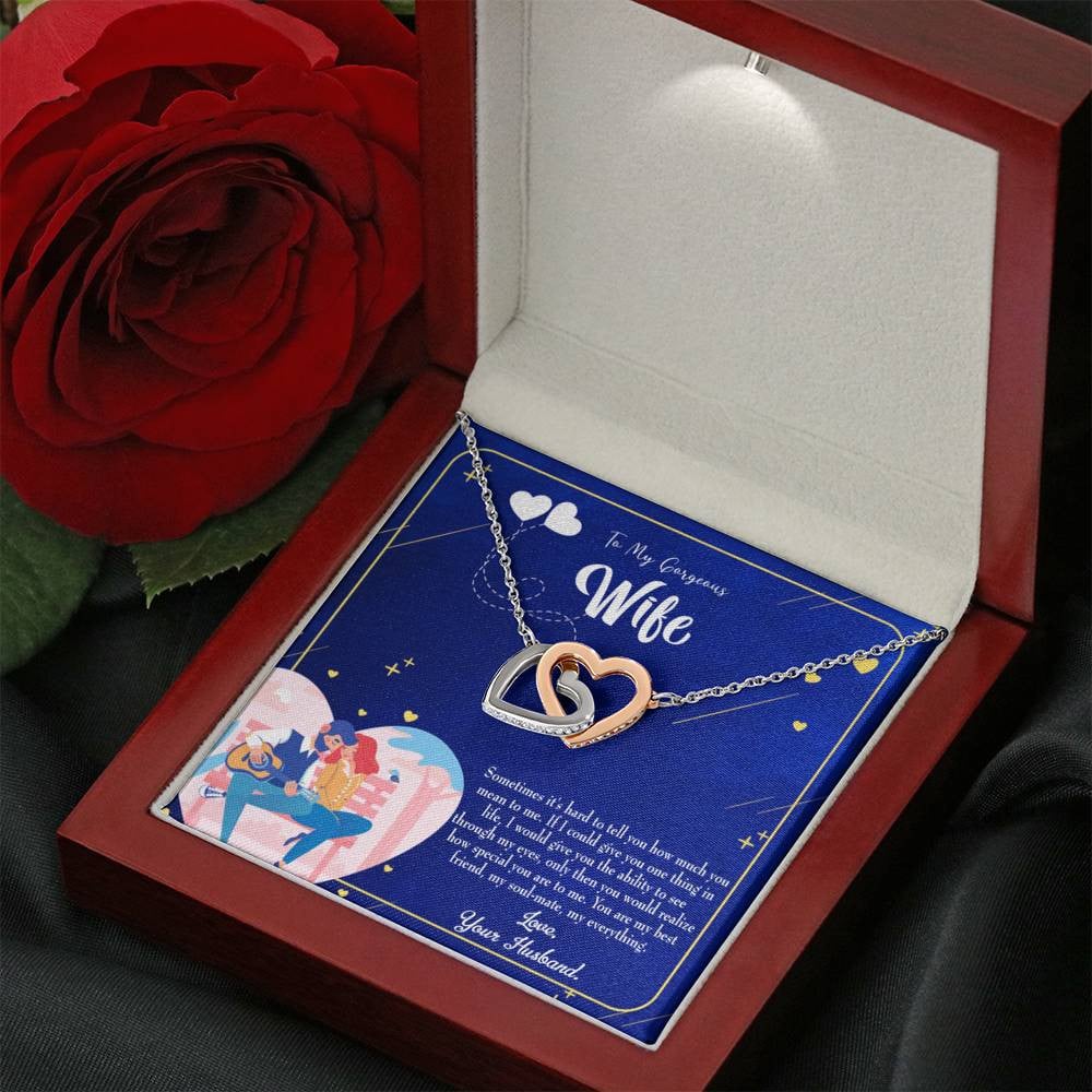 Wife Gift For Wife Birthday My Soulmate My Everything Inseparable Love Pendant 18k Rose Gold Finish 16� - Interlocking Hearts Necklace