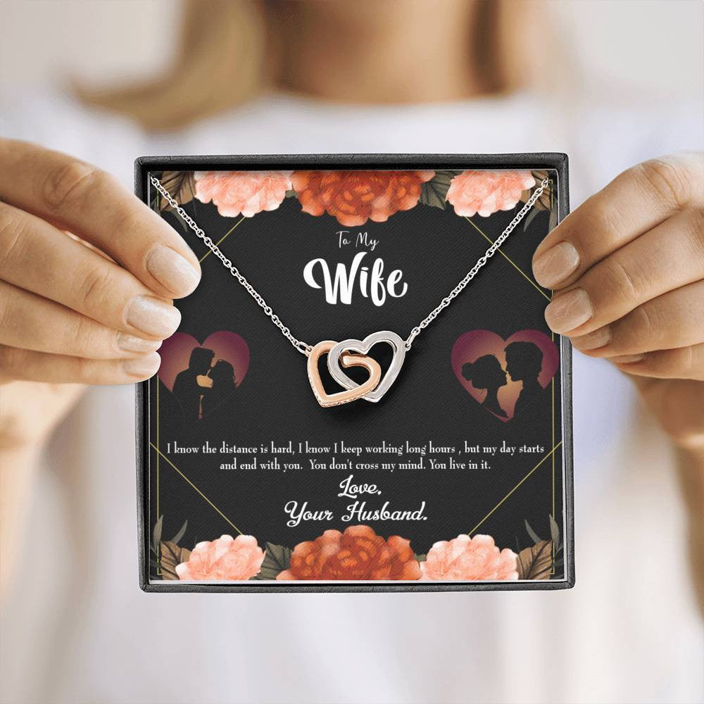Wife Gift For Wife Birthday Live In My Mind Inseparable Love Pendant 18k Rose Gold Finish 16� - Interlocking Hearts Necklace