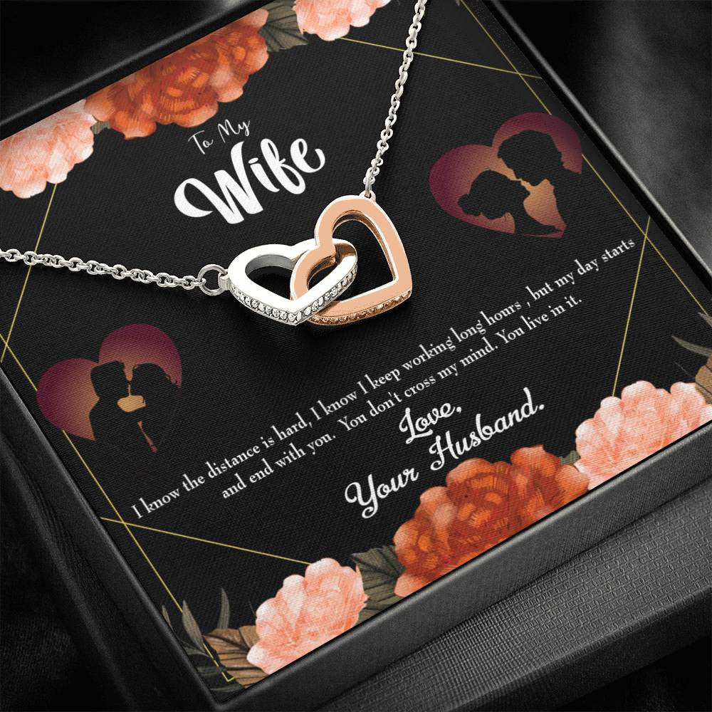 Wife Gift For Wife Birthday Live In My Mind Inseparable Love Pendant 18k Rose Gold Finish 16� - Interlocking Hearts Necklace