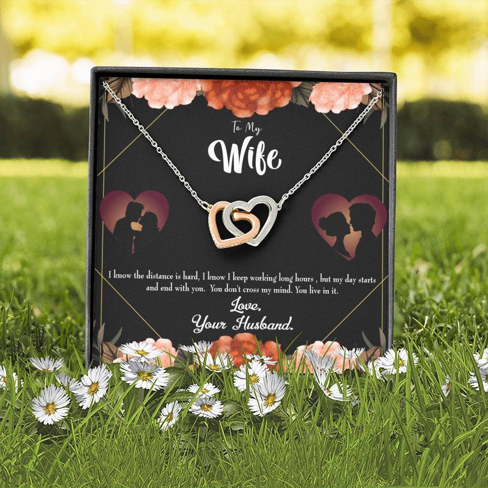 Wife Gift For Wife Birthday Live In My Mind Inseparable Love Pendant 18k Rose Gold Finish 16� - Interlocking Hearts Necklace