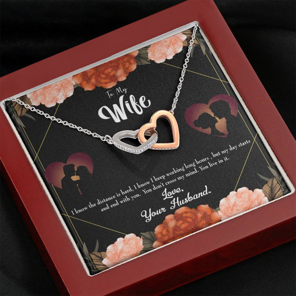 Wife Gift For Wife Birthday Live In My Mind Inseparable Love Pendant 18k Rose Gold Finish 16� - Interlocking Hearts Necklace
