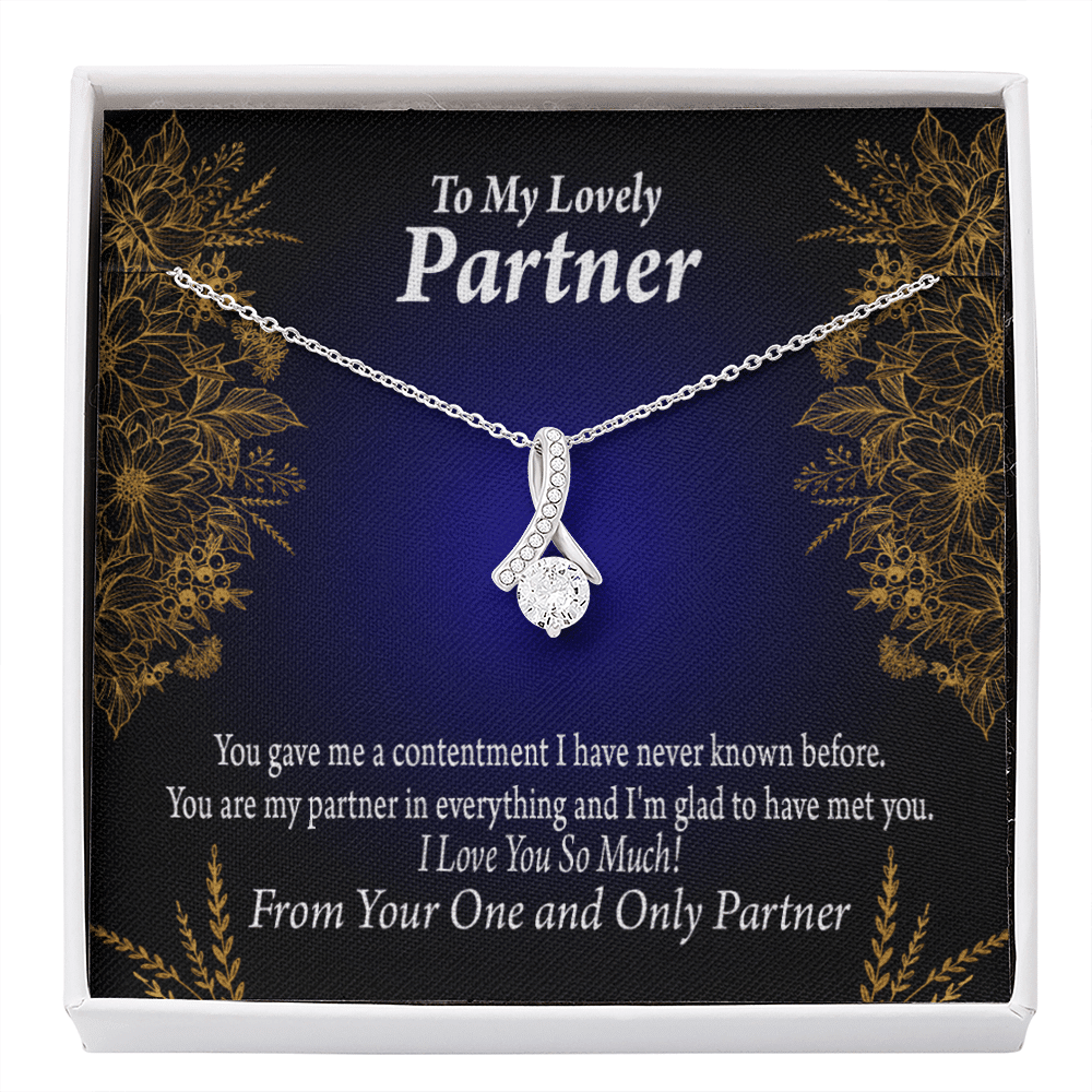 For My Partner In Everything Eternity Ribbon Stone Necklace 14K White Gold Keepsake Card Partner Gift - Alluring Beauty Necklace Gift For Her