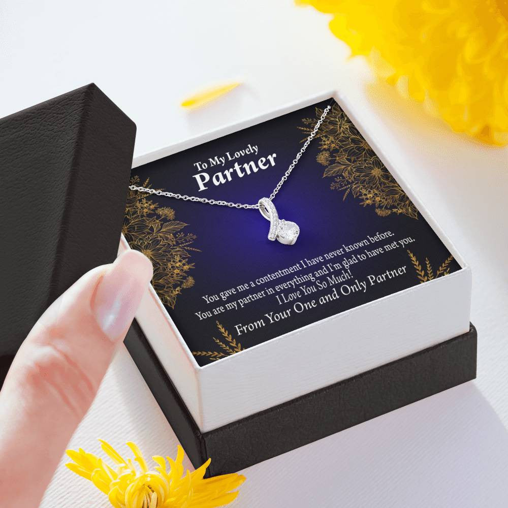 For My Partner In Everything Eternity Ribbon Stone Necklace 14K White Gold Keepsake Card Partner Gift - Alluring Beauty Necklace Gift For Her