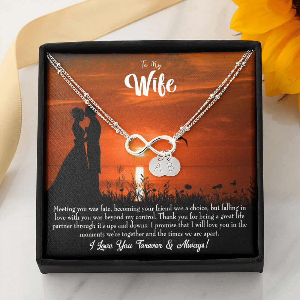 To My Wife Always And Forever Infinity Bracelet With Initial Charms - Infinity Bracelet