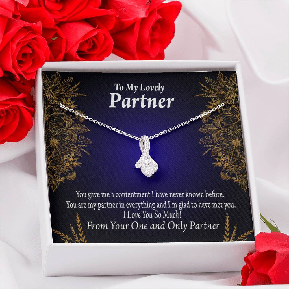 For My Partner In Everything Eternity Ribbon Stone Necklace 14K White Gold Keepsake Card Partner Gift - Alluring Beauty Necklace Gift For Her