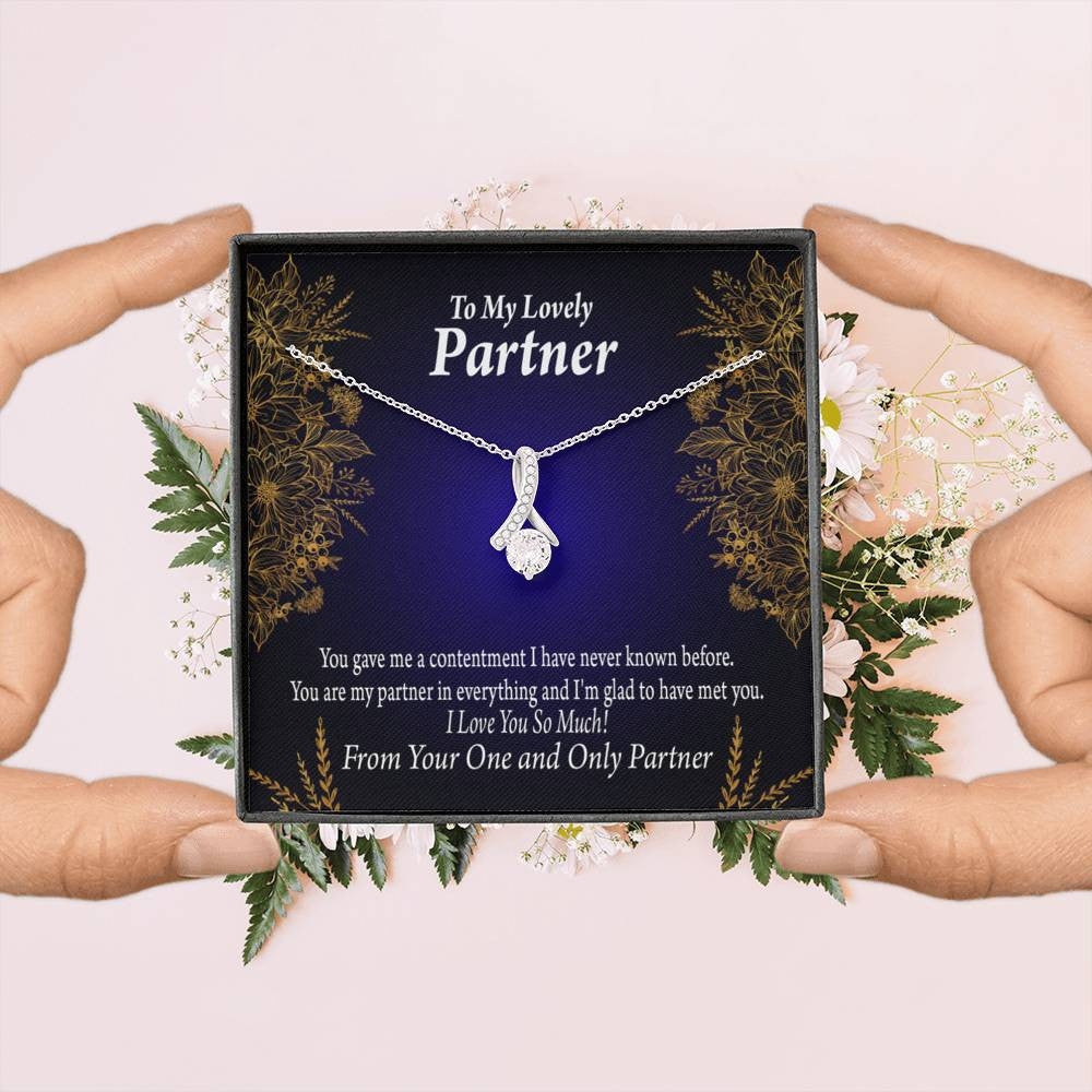 For My Partner In Everything Eternity Ribbon Stone Necklace 14K White Gold Keepsake Card Partner Gift - Alluring Beauty Necklace Gift For Her