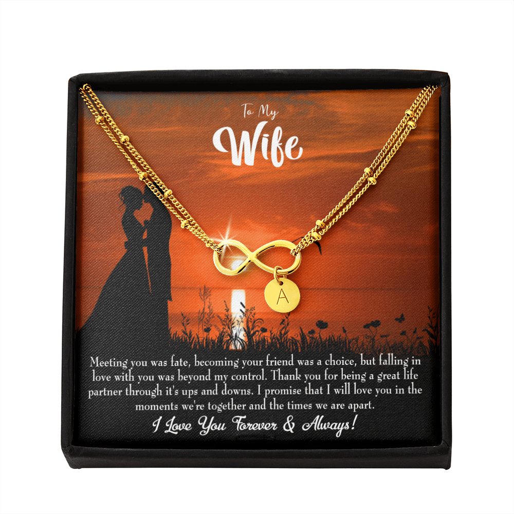 To My Wife Always And Forever Infinity Bracelet With Initial Charms - Infinity Bracelet