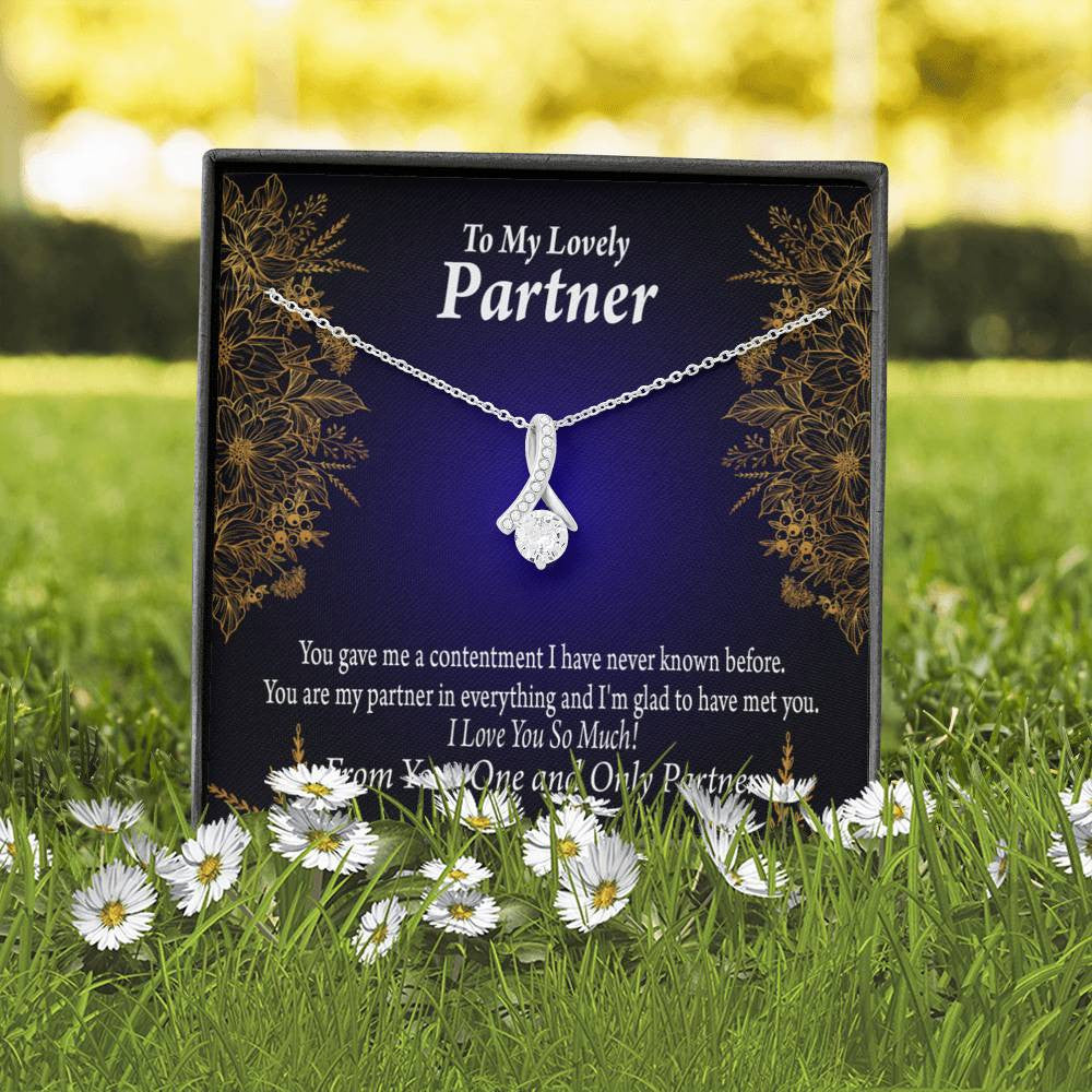 For My Partner In Everything Eternity Ribbon Stone Necklace 14K White Gold Keepsake Card Partner Gift - Alluring Beauty Necklace Gift For Her