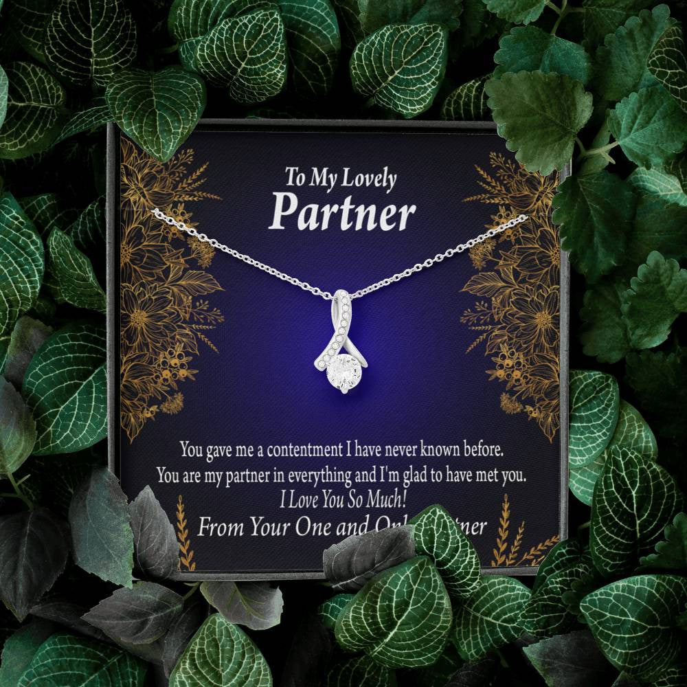 For My Partner In Everything Eternity Ribbon Stone Necklace 14K White Gold Keepsake Card Partner Gift - Alluring Beauty Necklace Gift For Her