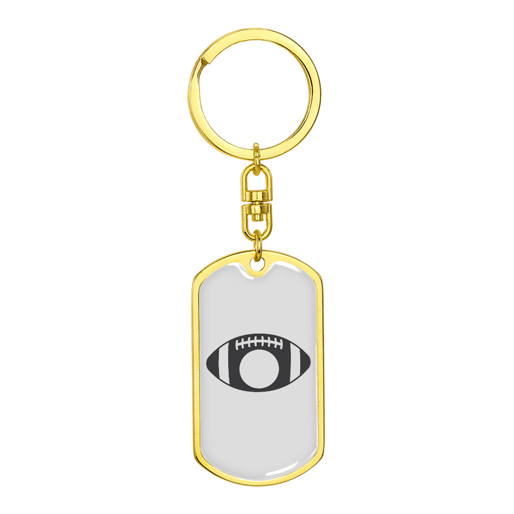 To My Wife Footbal Plain Monogram Keychain Stainless Steel or 18k Gold Dog Tag Keyring - Dog Tag with Swivel Keychain
