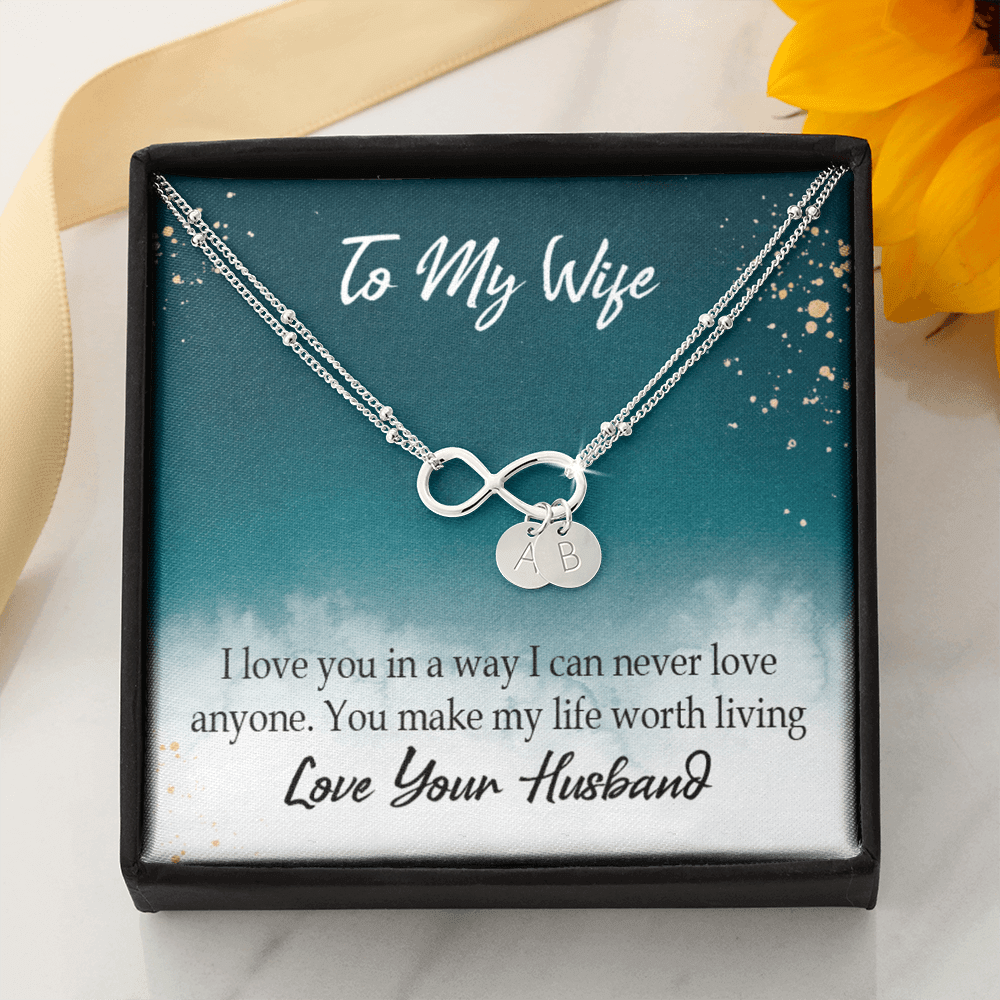 To My Wife You Make My Life Worth Living Infinity Bracelet With Initial Charms - Infinity Bracelet