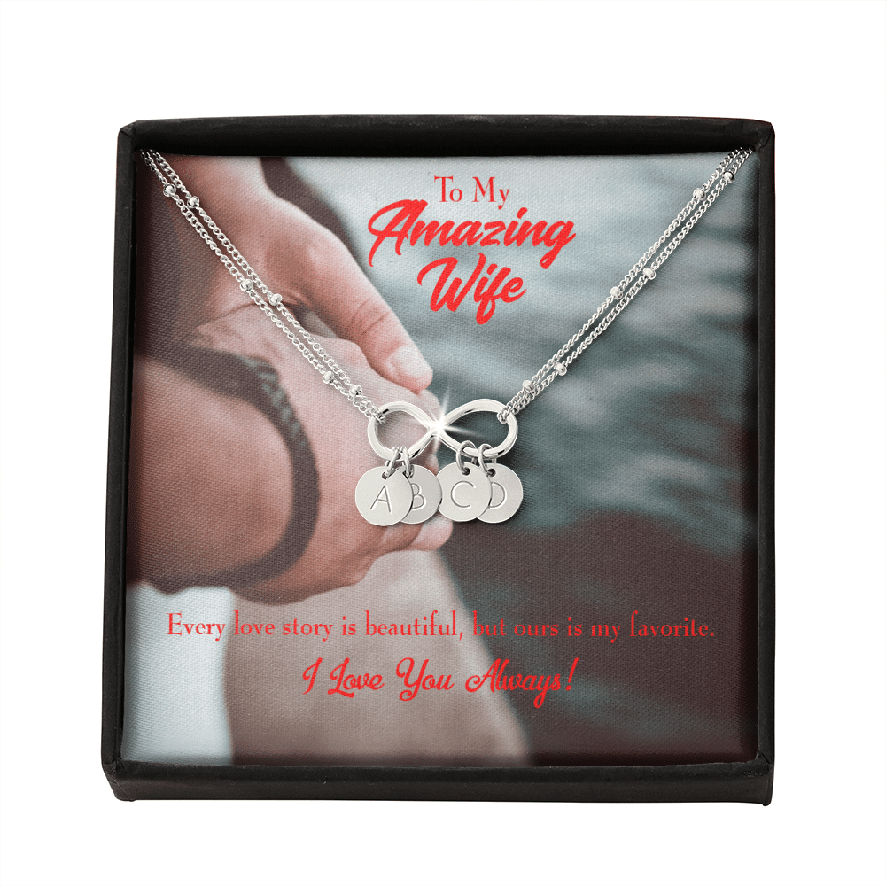 To My Wife Beautiful Love Story Infinity Bracelet With Initial Charms - Infinity Bracelet