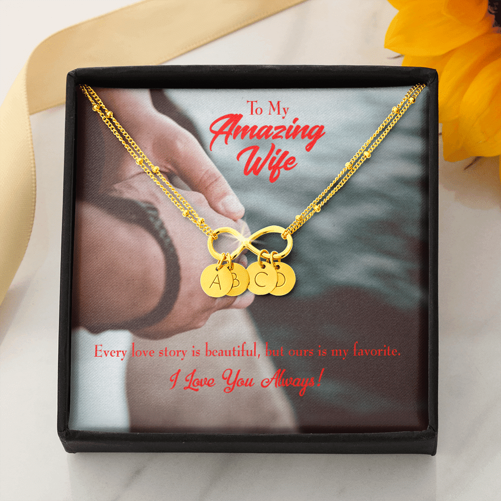 To My Wife Beautiful Love Story Infinity Bracelet With Initial Charms - Infinity Bracelet