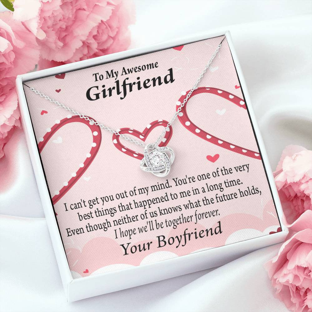 To My Girlfriend We'll Be Together Forever Love Knot Pendant Necklace Stainless Steel W Cz Stone - Luxury Love Knot Necklace Meanful Gift Idea For Her/Him