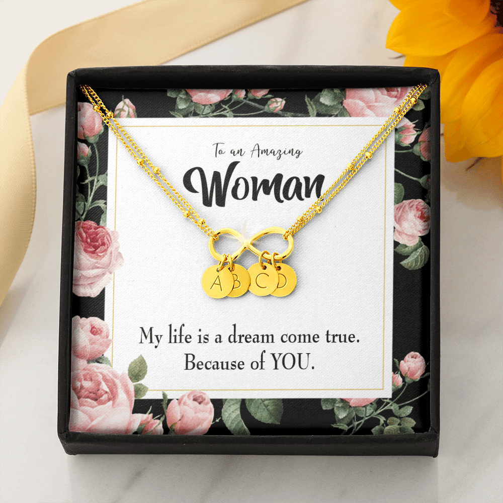 To My Wife Dream Come True Infinity Bracelet With Initial Charms - Infinity Bracelet