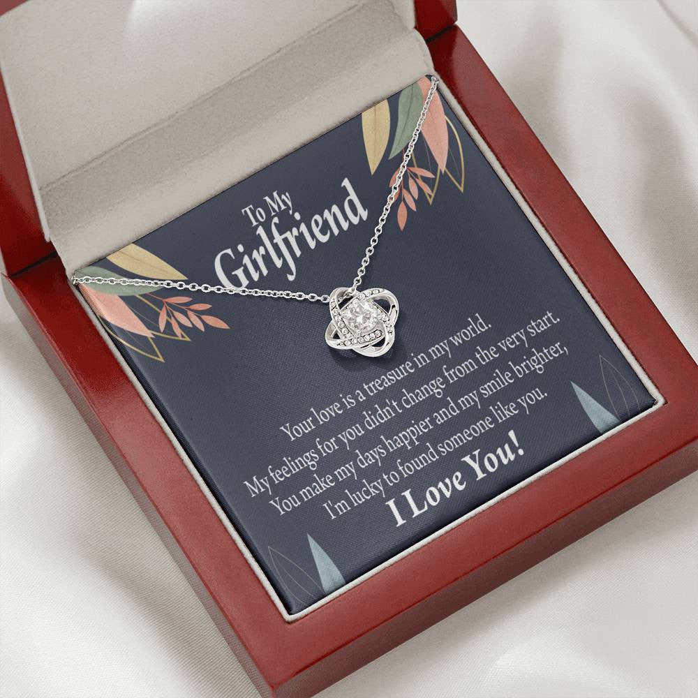 To My Girlfriend You Are My Treasure Love Knot Pendant Necklace Stainless Steel W Cz Stone - Luxury Love Knot Necklace Meanful Gift Idea For Her/Him
