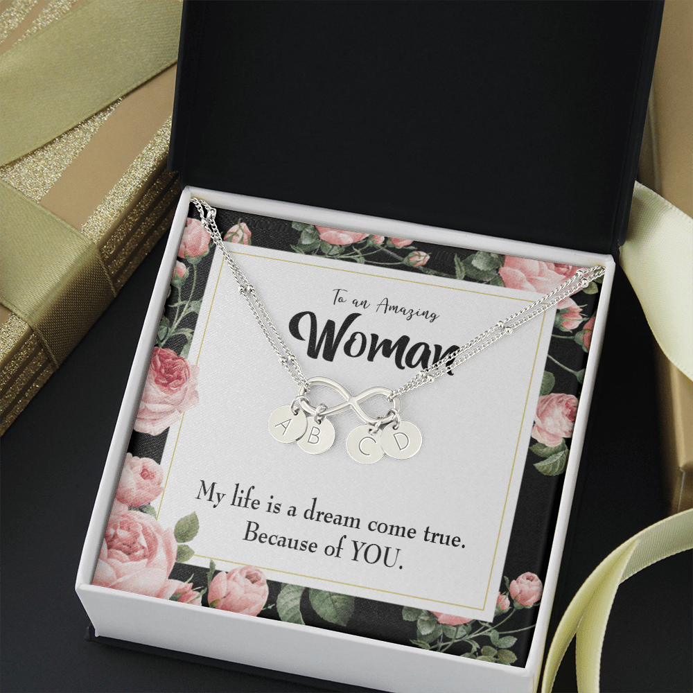 To My Wife Dream Come True Infinity Bracelet With Initial Charms - Infinity Bracelet