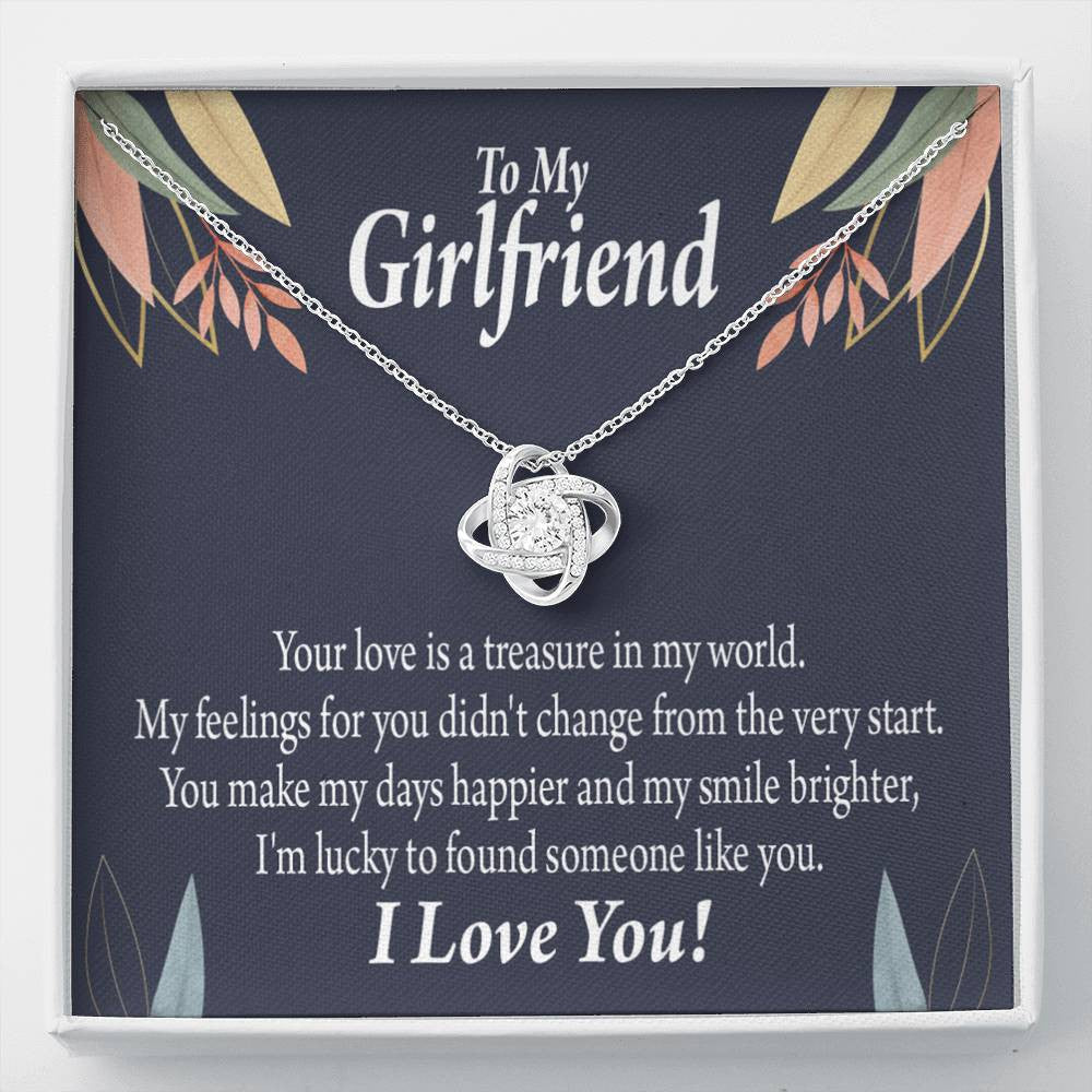 To My Girlfriend You Are My Treasure Love Knot Pendant Necklace Stainless Steel W Cz Stone - Luxury Love Knot Necklace Meanful Gift Idea For Her/Him
