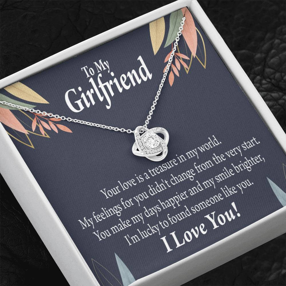 To My Girlfriend You Are My Treasure Love Knot Pendant Necklace Stainless Steel W Cz Stone - Luxury Love Knot Necklace Meanful Gift Idea For Her/Him