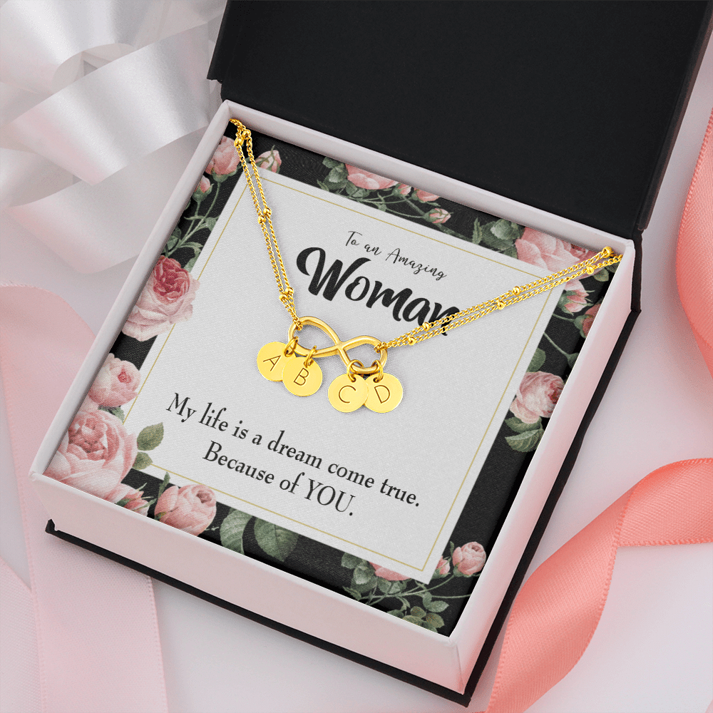 To My Wife Dream Come True Infinity Bracelet With Initial Charms - Infinity Bracelet