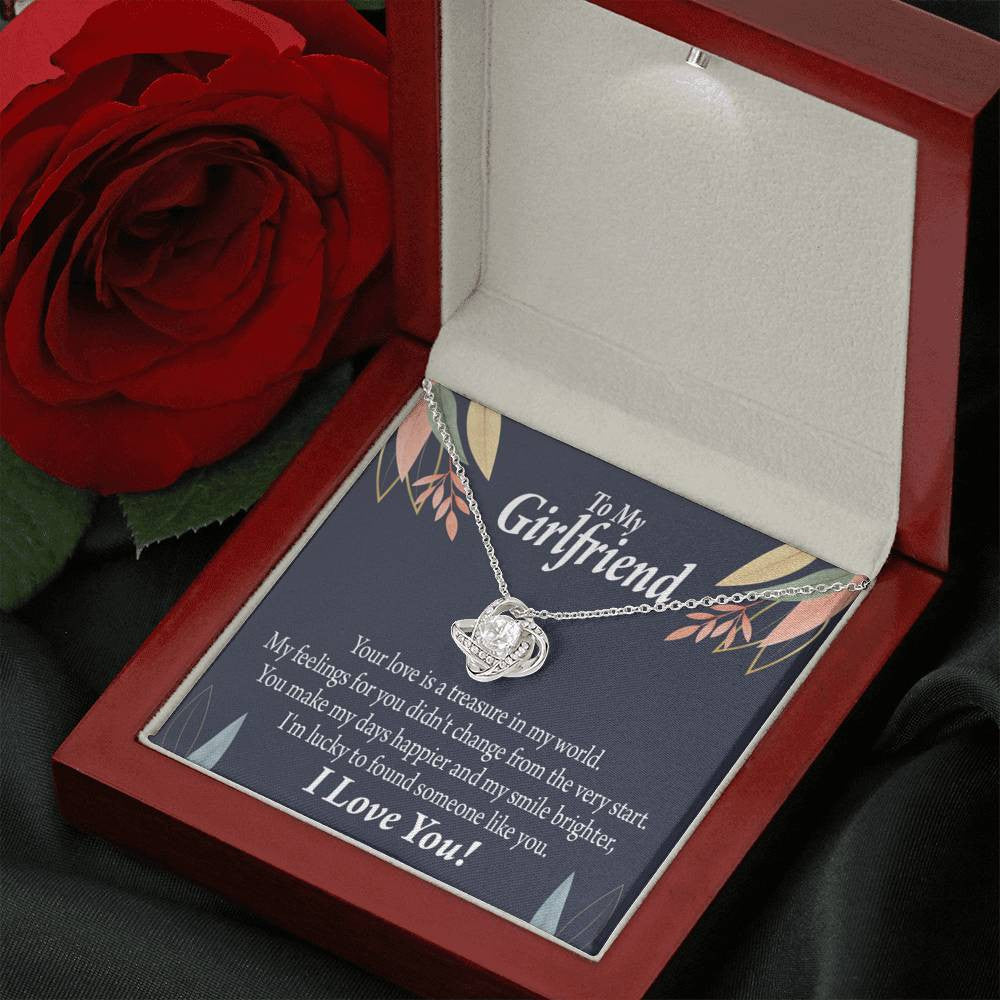 To My Girlfriend You Are My Treasure Love Knot Pendant Necklace Stainless Steel W Cz Stone - Luxury Love Knot Necklace Meanful Gift Idea For Her/Him
