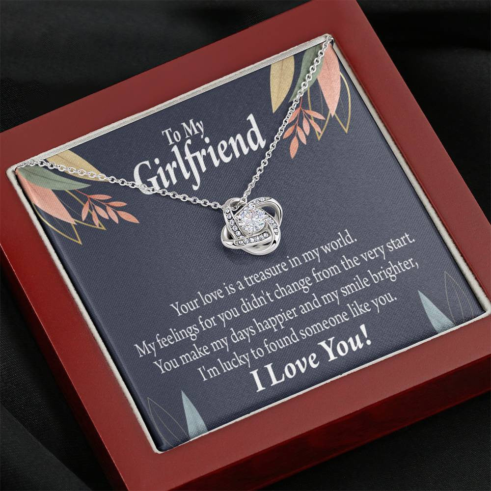 To My Girlfriend You Are My Treasure Love Knot Pendant Necklace Stainless Steel W Cz Stone - Luxury Love Knot Necklace Meanful Gift Idea For Her/Him