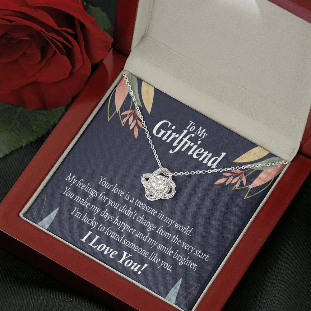 To My Girlfriend You Are My Treasure Love Knot Pendant Necklace Stainless Steel W Cz Stone - Luxury Love Knot Necklace Meanful Gift Idea For Her/Him