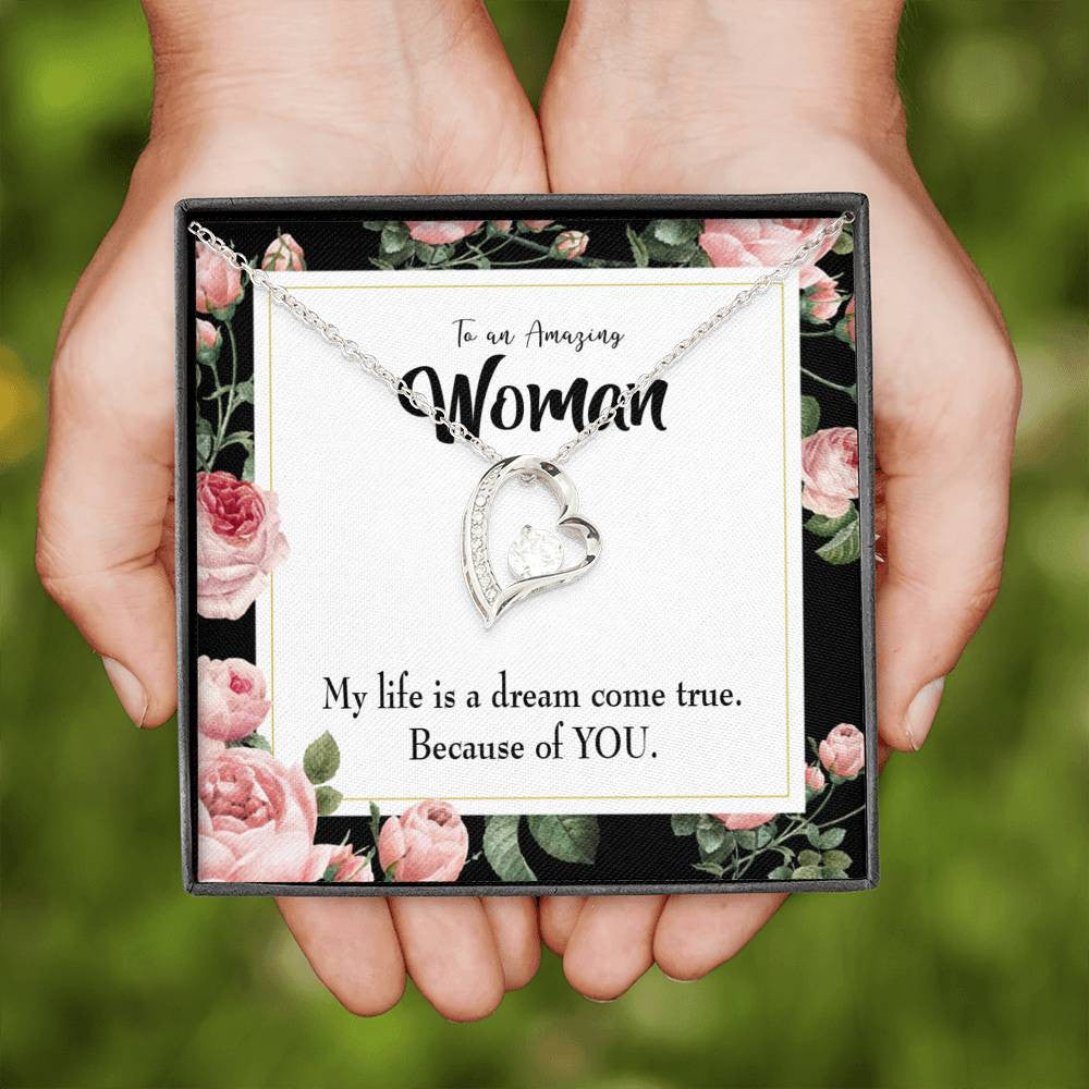 Gift For Wife Dream Come True Forever Love NecklaceHeart Pendant Stainless Steel or 18k Gold - Forever Love Necklace Gift Idea For Woman