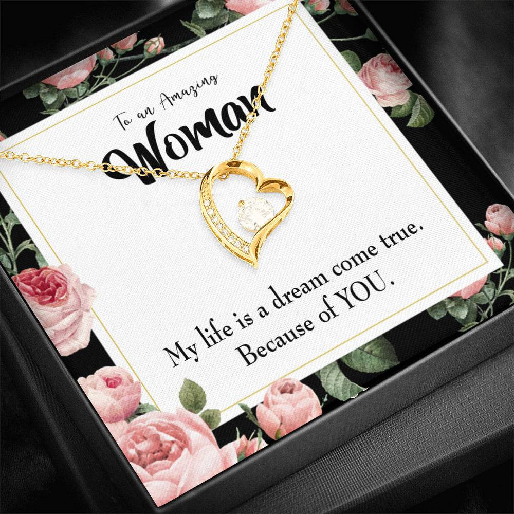 Gift For Wife Dream Come True Forever Love NecklaceHeart Pendant Stainless Steel or 18k Gold - Forever Love Necklace Gift Idea For Woman