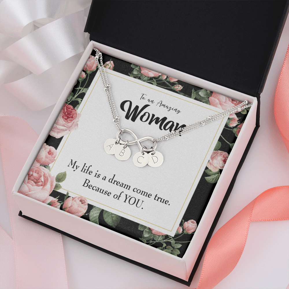 To My Wife Dream Come True Infinity Bracelet With Initial Charms - Infinity Bracelet