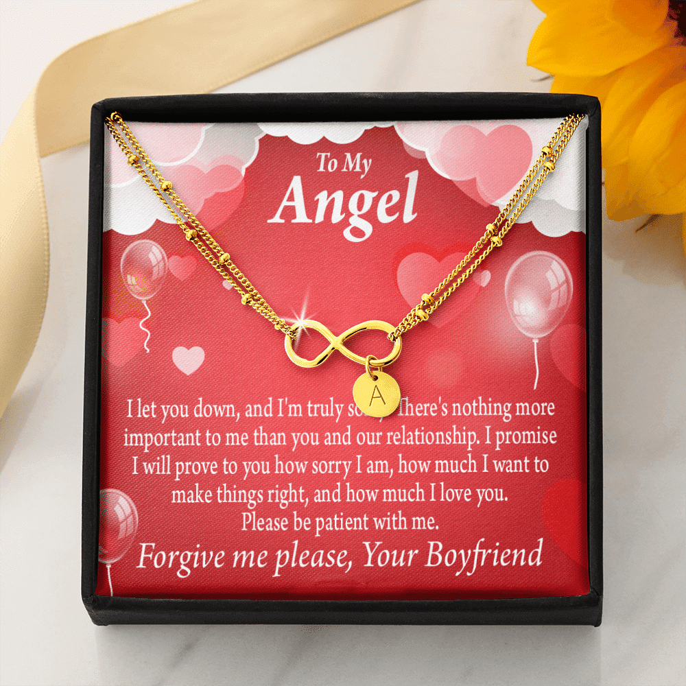 To My Girlfriend Forgive Me Infinity Bracelet With Initial Charms - Infinity Bracelet