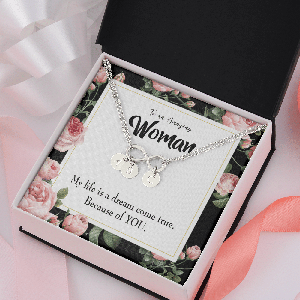 To My Wife Dream Come True Infinity Bracelet With Initial Charms - Infinity Bracelet