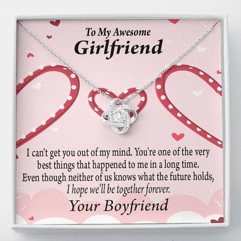 To My Girlfriend We'll Be Together Forever Love Knot Pendant Necklace Stainless Steel W Cz Stone - Luxury Love Knot Necklace Meanful Gift Idea For Her/Him