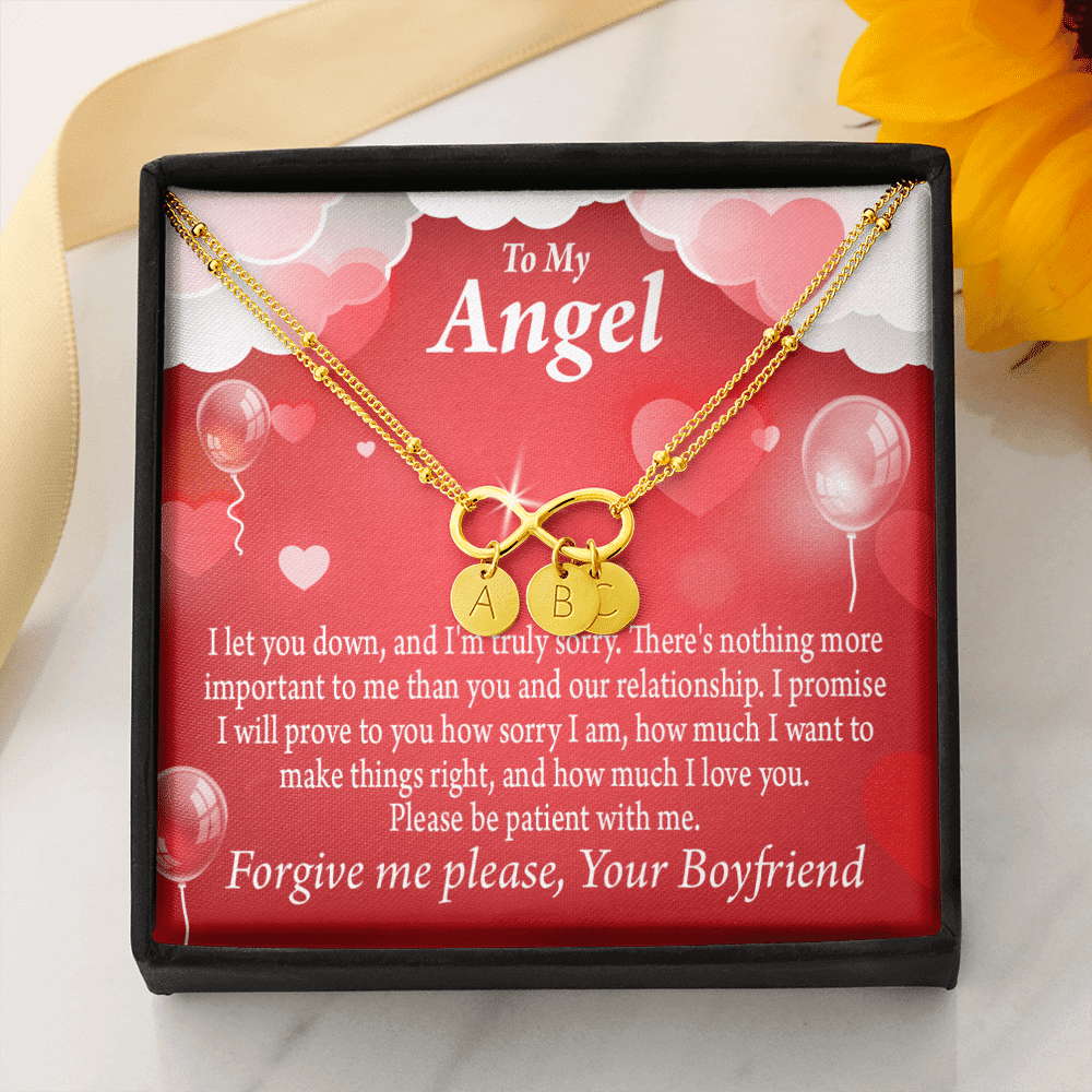 To My Girlfriend Forgive Me Infinity Bracelet With Initial Charms - Infinity Bracelet