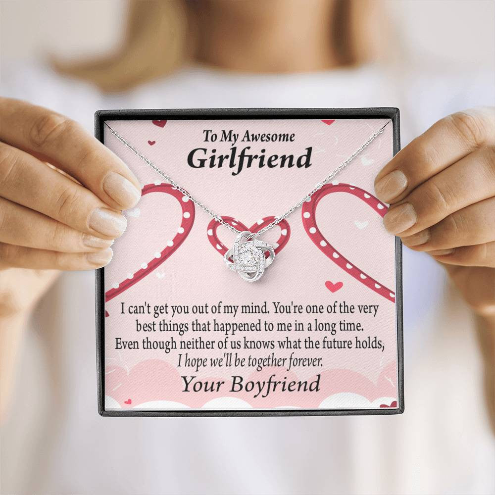 To My Girlfriend We'll Be Together Forever Love Knot Pendant Necklace Stainless Steel W Cz Stone - Luxury Love Knot Necklace Meanful Gift Idea For Her/Him