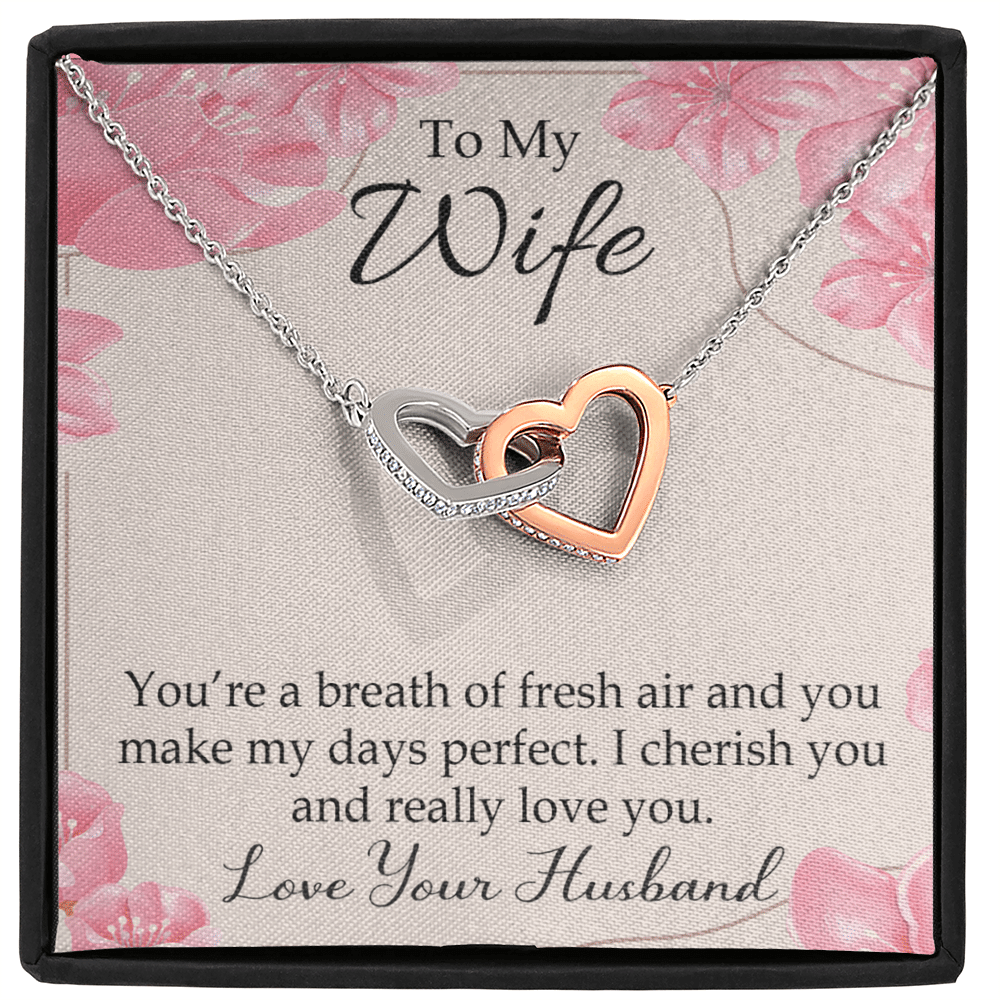 You�Re A Breath Of Fresh Air Gift To Wife Inseparable Necklace Pendant 18k Rose Gold Finish 16� - Interlocking Hearts Necklace