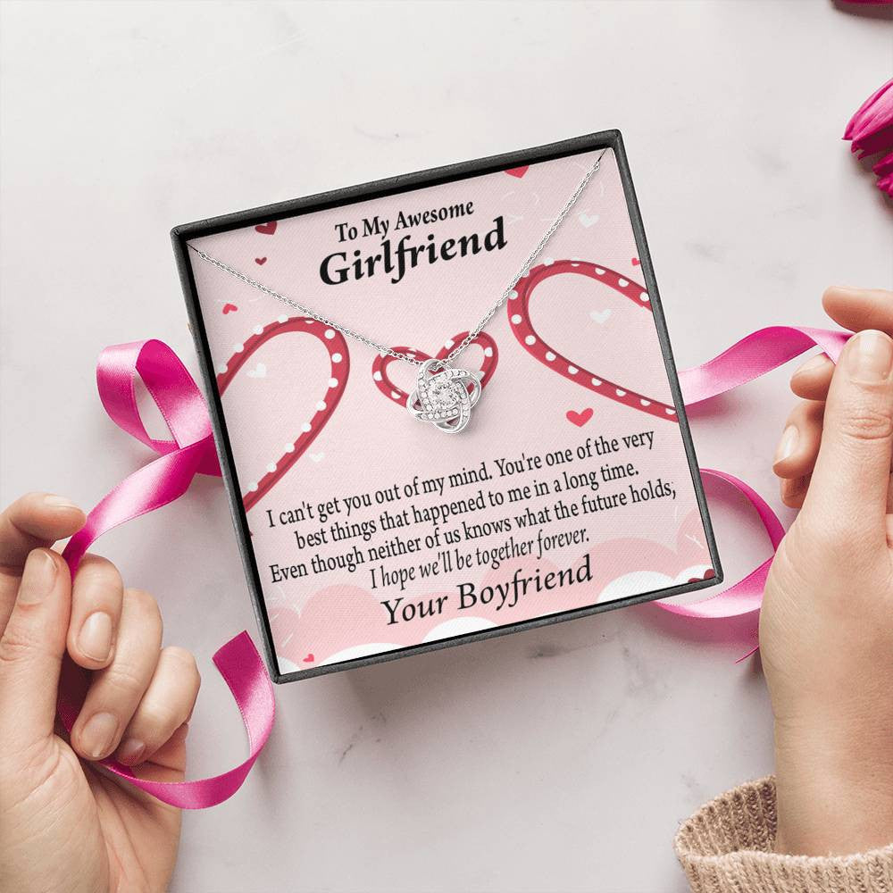 To My Girlfriend We'll Be Together Forever Love Knot Pendant Necklace Stainless Steel W Cz Stone - Luxury Love Knot Necklace Meanful Gift Idea For Her/Him